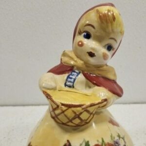 Vtg Little Red Riding hood Ceramic Figurine Hand Painted Vibrant Color Home Deco